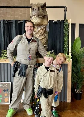Kevin and his boys as Ghostbusters at Austin ComicCon